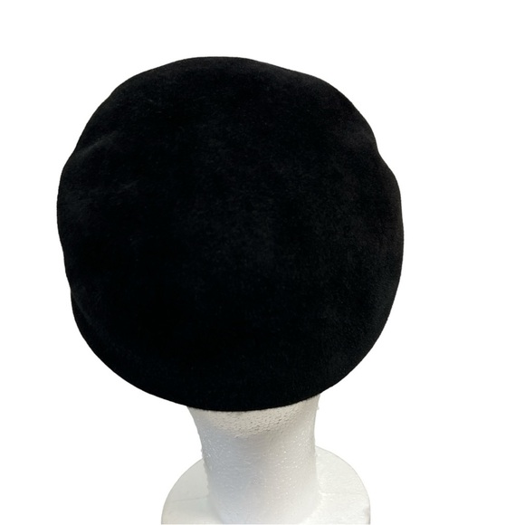 Nancy Eileen Peach Bloom Merrimac Body Imported Fur Vintage Black Cloche Hat - Picture 3 of 7